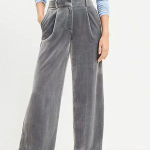 ANN TAYLOR LOFT WIDE LEG PANT IN VELVET GRAY SILVER NWOT 10 P $99